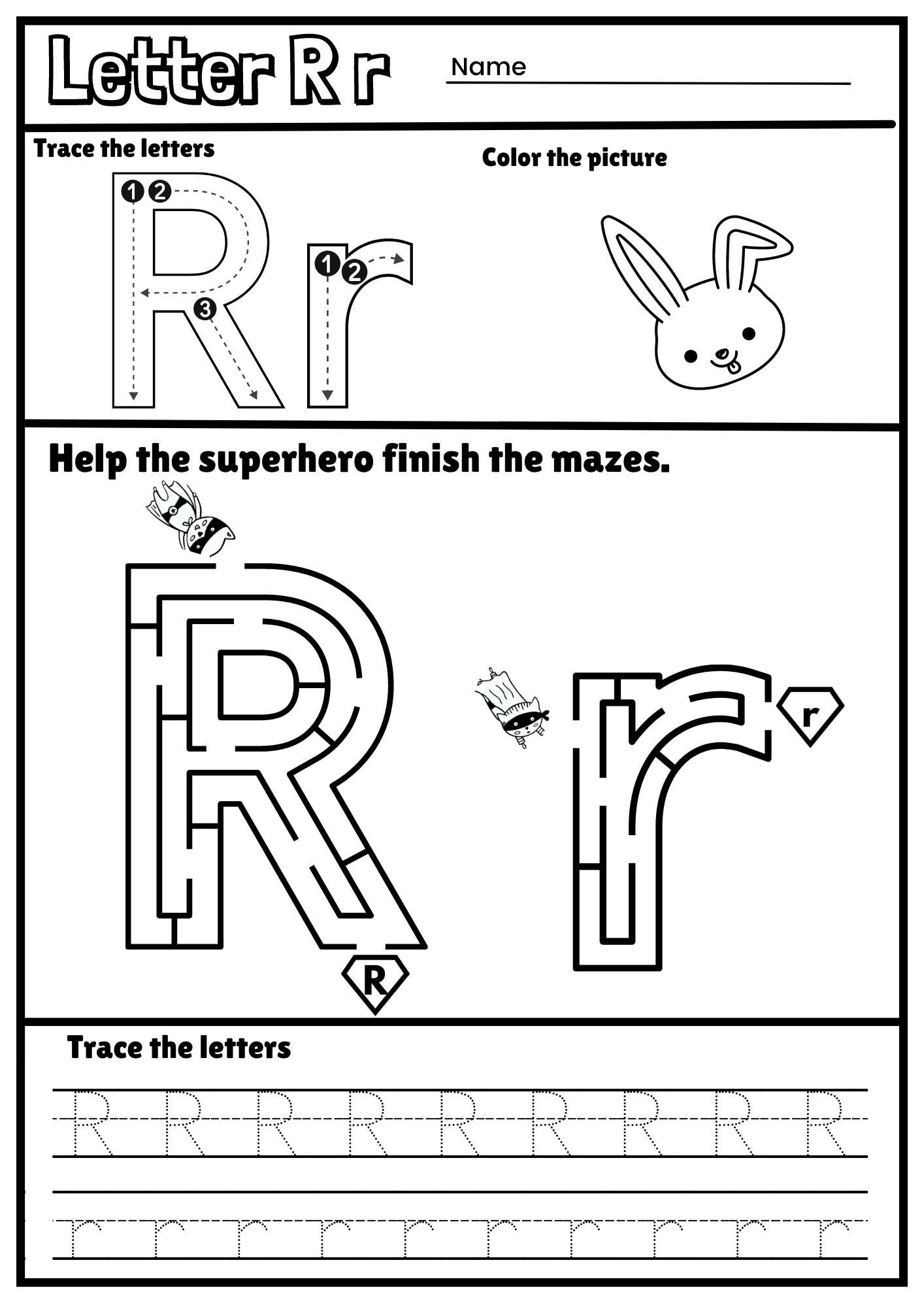 Letter R Alphabet Tracing And Coloring Free Printable Pdf 8977